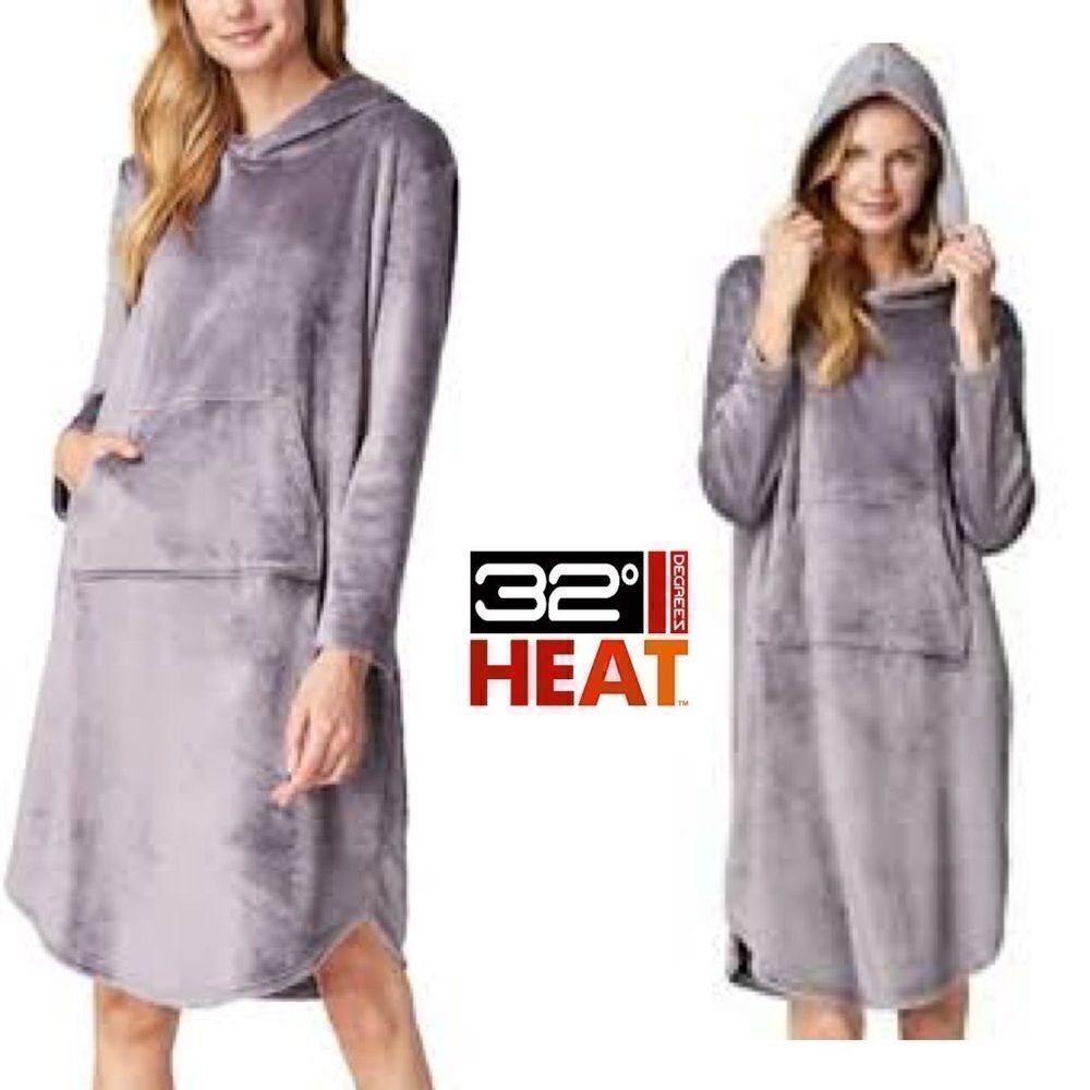 New 32 DEGREES Heat Cozy Plush Sleep Lounger S/M Grey